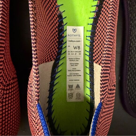 Rothy’s The Point Retired Optic Rose Double Stitch Ballet Flats Women’s Size 8 - Picture 6 of 8